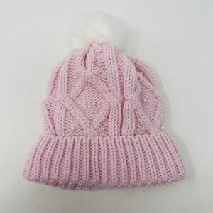 Love2Design Youth Girls One Size Fits Most Faux Pearl & Fur Pom Pom Hat Pink 439